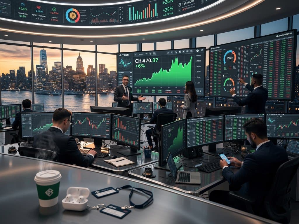 Crypto traders monitor Bitcoin Cash surge to $470.87 on multi-screen setups during altcoin rally