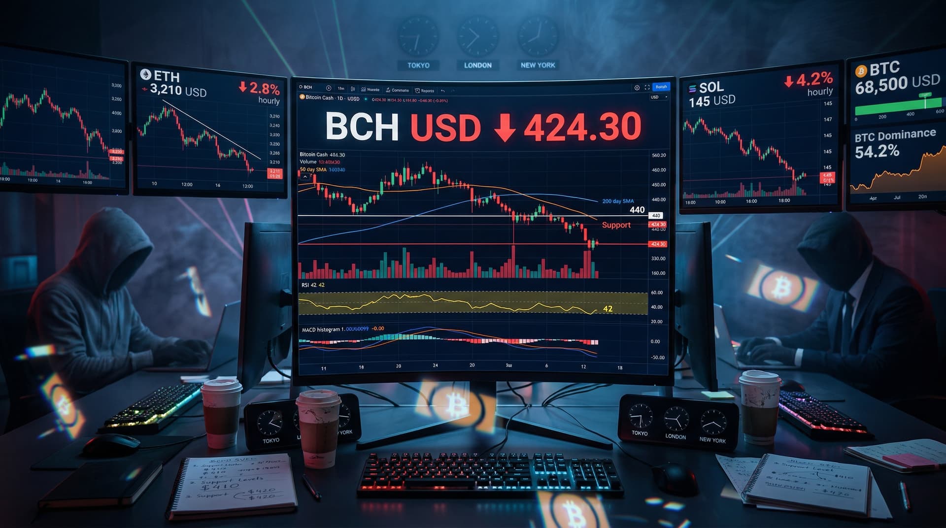 Bitcoin Cash Plunges 3.6% to $424.30 in Altcoin Sell-Off