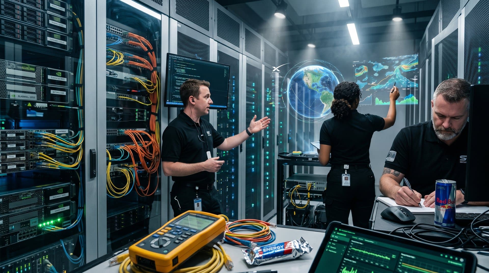Nvidia GPU racks processing satellite data in high-tech data center