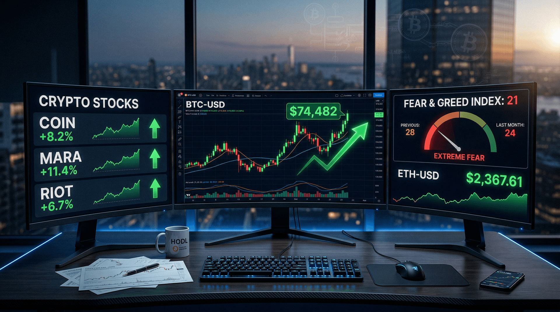 7 Promising Cryptocurrency Stocks Gain 8-13% as Bitcoin Surges 5% to $74K