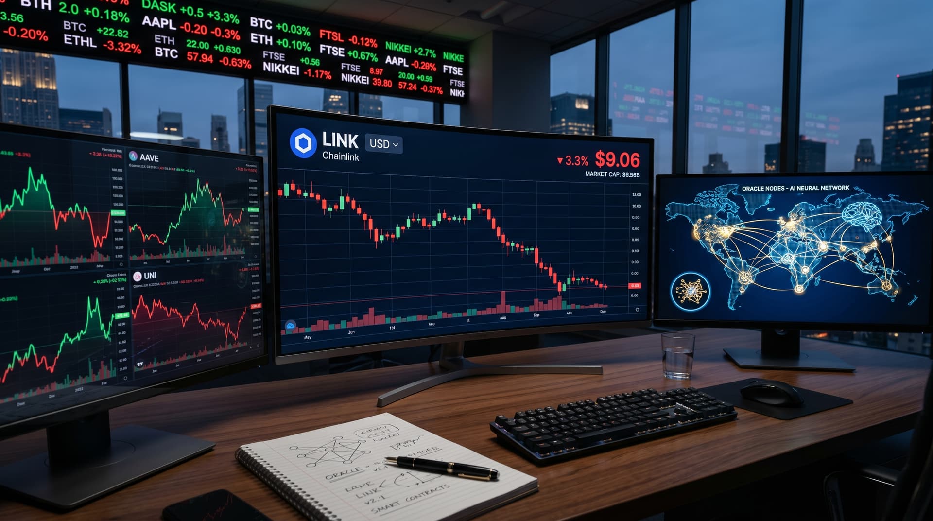 Chainlink Price Drops 3.3% to $9.06 Amid DeFi Volatility Spike