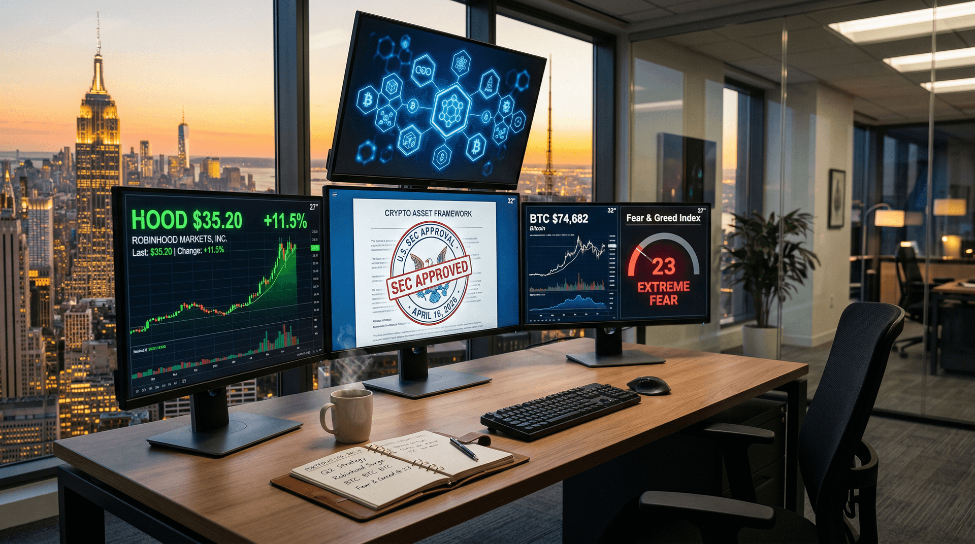 Robinhood SEC Approval Sparks 11.5% Pre-Market Stock Surge as Fear Hits 23