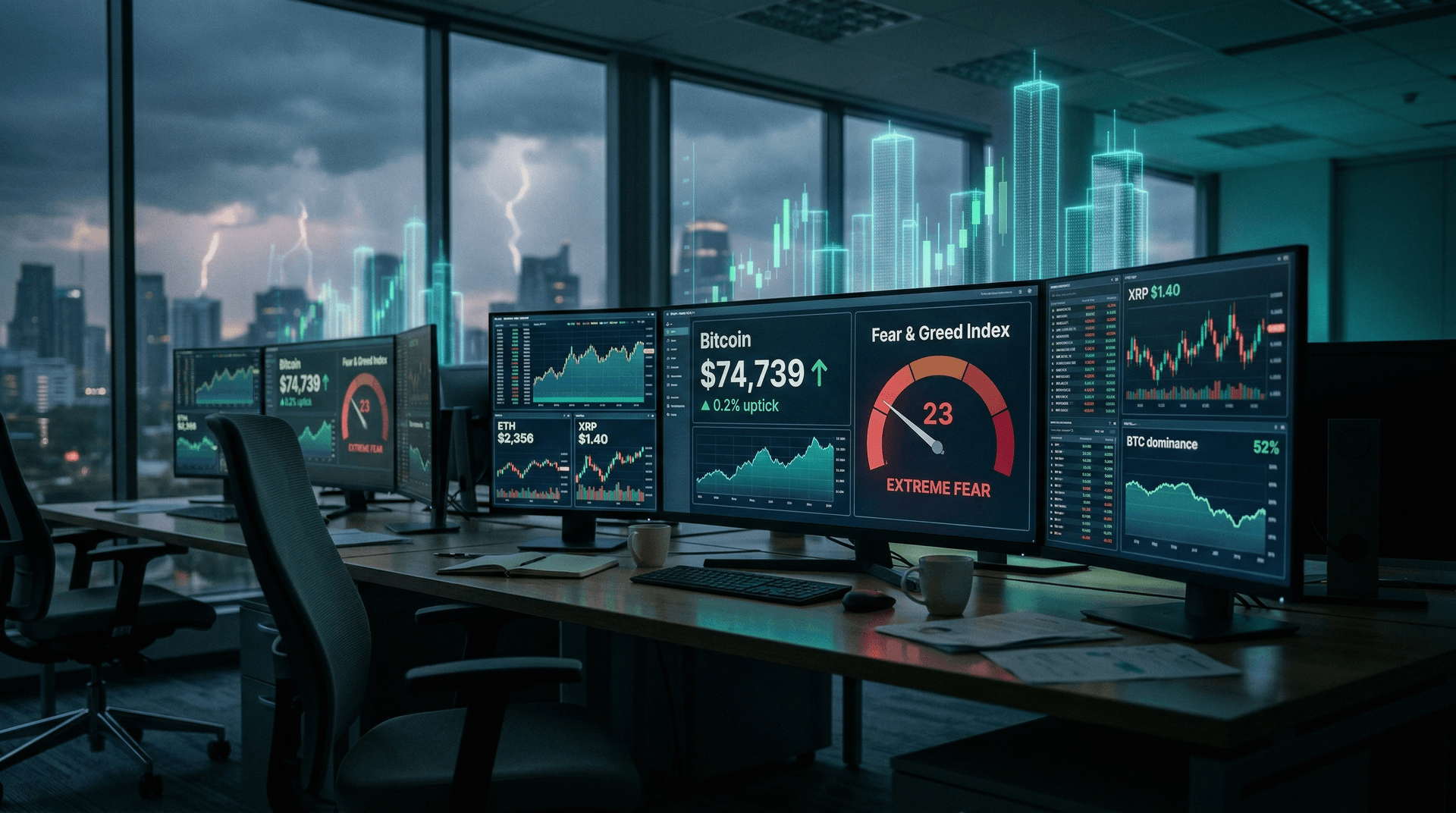 Bitcoin Market Indicator Holds $74,739 as Fear & Greed Hits 23